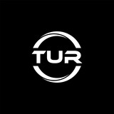 TUR letter logo design with black background in illustrator, cube logo, vector logo, modern alphabet font overlap style. calligraphy designs for logo, Poster, Invitation, etc.