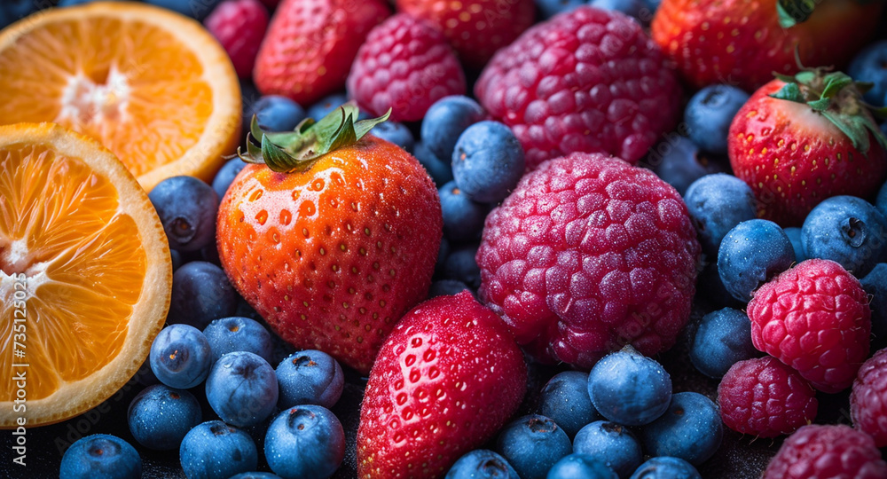 Berry, mix berries, Fresh, ripe berries arranged on a wooden table, including strawberries, blueberries, and raspberries, with vibrant red and white colors, symbolizing natural, healthy snacks Fresh Berry, mix berries, Fresh, ripe berries arranged on a wooden table, including strawberries, blueberries, and raspberries, with vibrant red and white colors, symbolizing natural, healthy snacks Fresh
