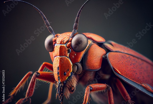 Red-brown longhorn beetle. Generative AI photo
