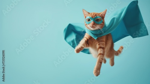 Flying Super Cat in Blue Sky photo