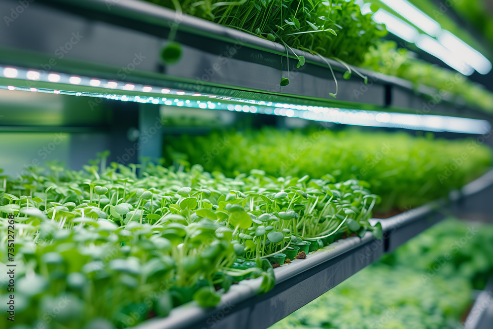 High-Tech Plant Growth, LED Hydroponic System in Action, Efficient Food Cultivation