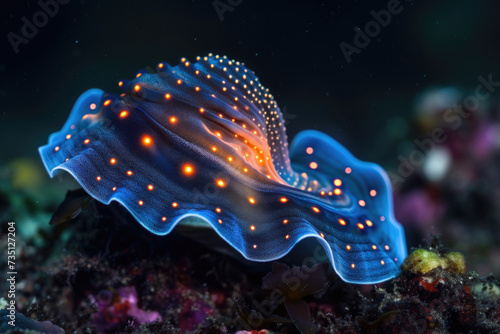 A mysterious deep-sea mollusk adorned with glowing bioluminescent spots © Veniamin Kraskov