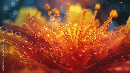 Dew-Kissed Golden Flower in Macro Detail