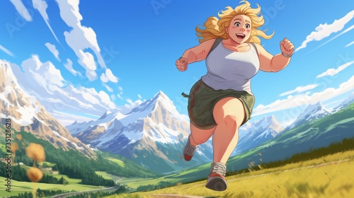 The painting of a fat woman exercising is a reflection of her determination and hard work in maintaining her health. Even though she was in an imperfect state Exercise is also important and beneficial