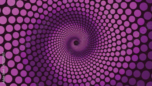 Abstract spiral purple color vortex round dotted women's day theme background in dark purple color.