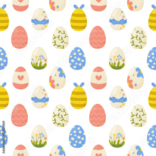 Seamless pattern easter eggs with different textures. Vector illustration. For your design, wrapping paper, fabric.