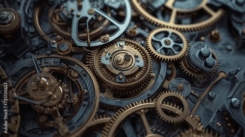 Professional steampunk background. Mechanisms and gears, conceptual art