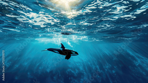 A sleek orca gliding through the deep blue sea © Veniamin Kraskov
