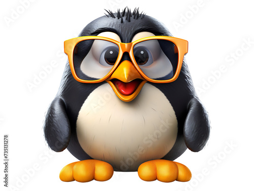 Cartoon Penguin  isolated on a transparent or white background