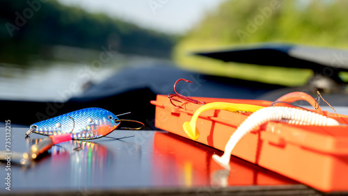 Fishing gear and baubles in the boat photo