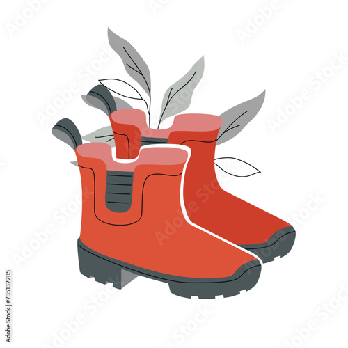 Gardener Boots Vector Illustration