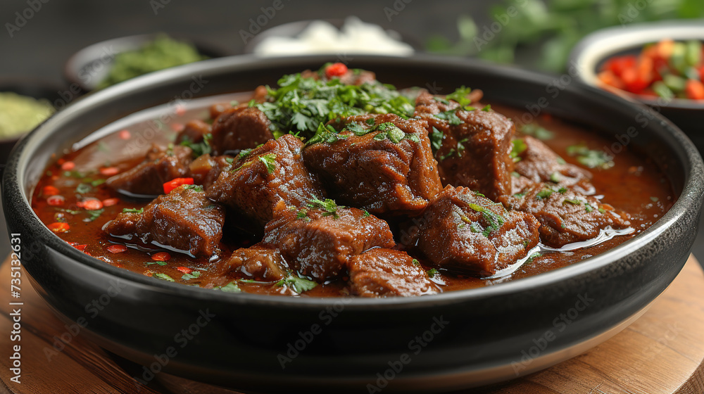Beef meat cooked with vegetables and sauce Beef meat cooked with vegetables and sauce