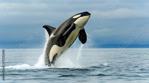 An orca breaching in a display of majestic power