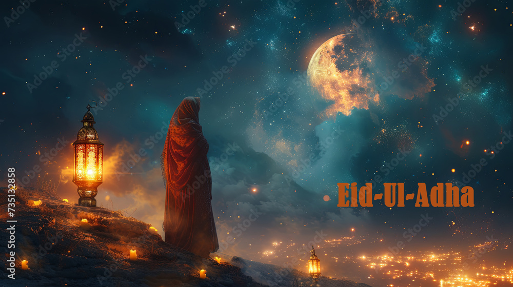 Ramadan Kareem background with islamic woman. Eid Ul Adha. Ramadan Kareem background with islamic woman. Eid Ul Adha.
