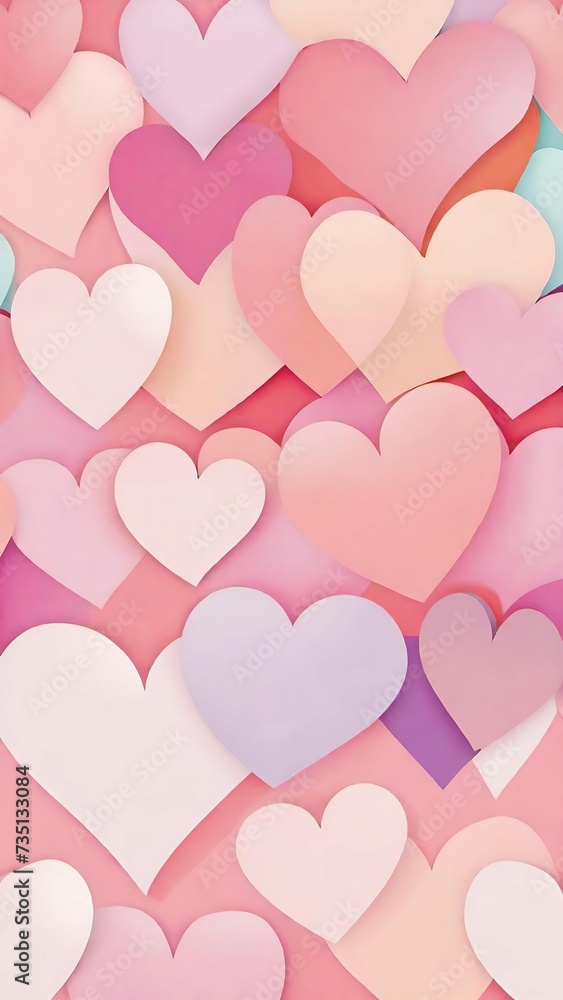 Pink Valentine Hearts Paper Background 