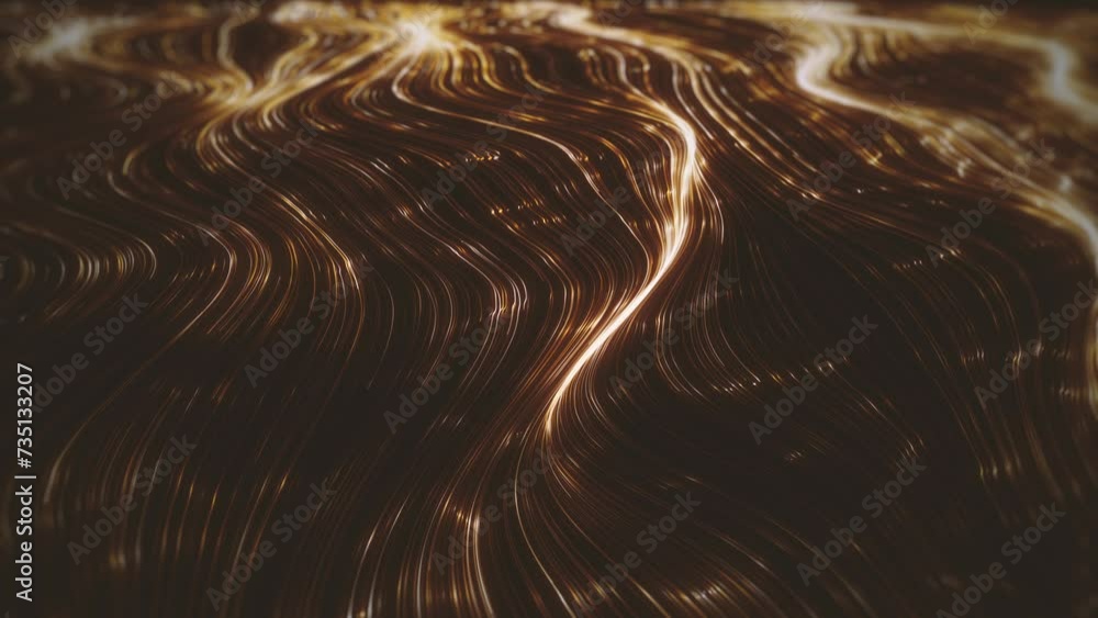 Gold Streaming Lines Background/ Animation of an abstract background of flowing and streaming light strings with depth of field Gold Streaming Lines Background/ Animation of an abstract background of flowing and streaming light strings with depth of field