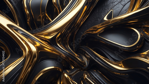 Black and gold metal 3D modern luxury futuristic background