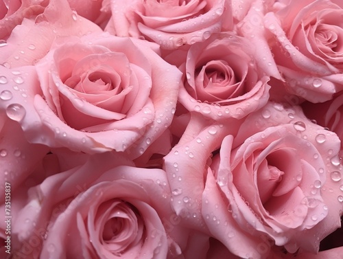 Pink rose petals with water drops