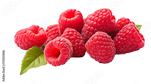 Fresh Red Raspberries Closeup  on transparent background  Juicy Summer Berry Snack for Healthy Nutrition