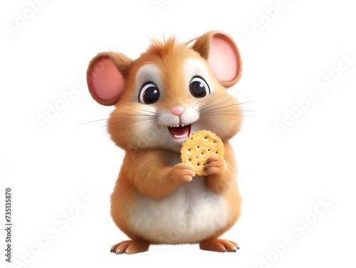 Cute Cartoon Hamster Eating A Seed, isolated on a transparent or white background