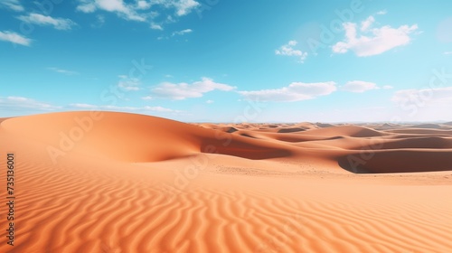 Man Walking Across Sandy Desert Under Blue Sky