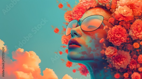Floral Women with Sunglasses in Different Styles photo
