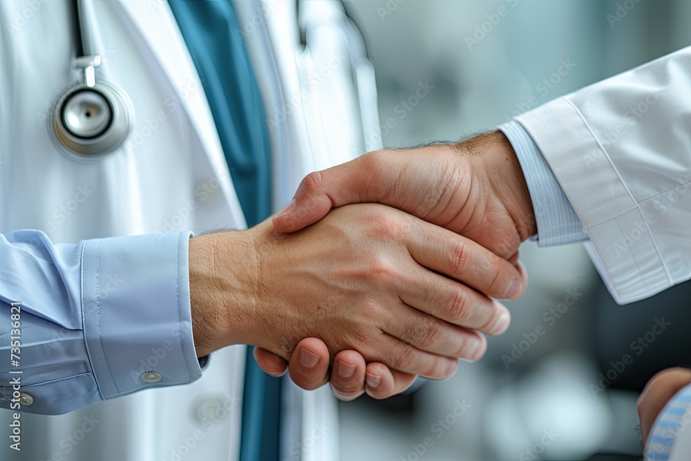 A focused doctor discusses healthcare with a patient in a clinic setting. A focused doctor discusses healthcare with a patient in a clinic setting.
