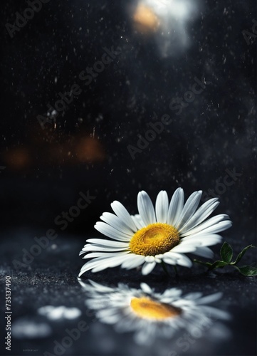 Create a captivating cover design that conveys the theme of mystery  thriller  and suspense I want the background a White daisy covered with ash  not completely covered   black background   gray mysti