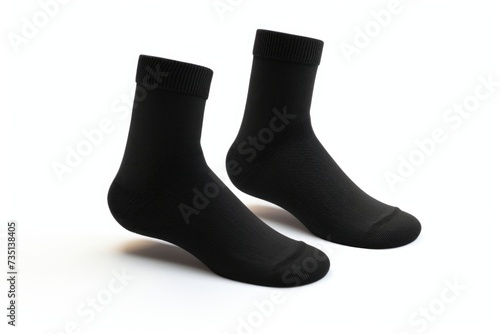 Black socks lying on a clean, white background. Ideal for fashion, clothing, or laundry-related projects