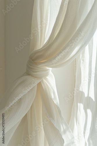 Close-up view of a curtain hanging from a window. Versatile image suitable for various applications