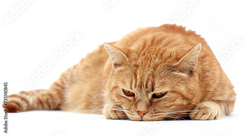 Ginger cat resting with eyes half-closed 