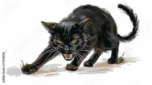 Aggressive black cat illustration
