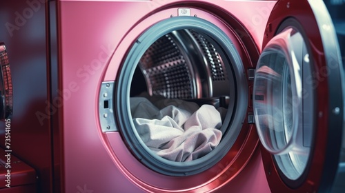 A close up view of a washing machine with a cloth inside. Perfect for showcasing household chores and laundry-related themes © Fotograf