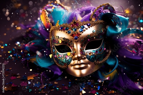 Wallpaper Mural Exotic Mardi gras mask. New venetian costume. Generate Ai Torontodigital.ca