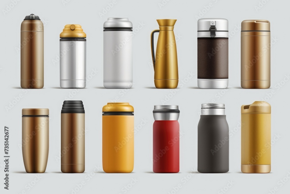 A collection of various water bottles suitable for different needs and occasions. Versatile and convenient, these water bottles can be used in a variety of settings A collection of various water bottles suitable for different needs and occasions. Versatile and convenient, these water bottles can be used in a variety of settings