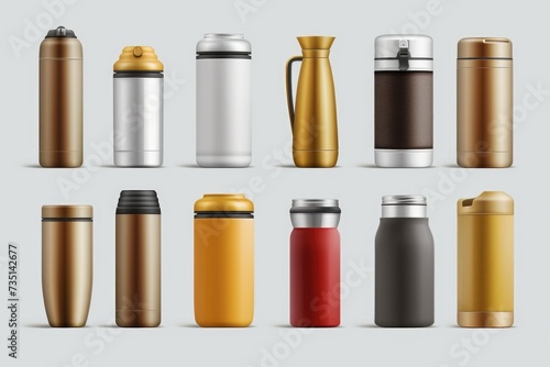 A collection of various water bottles suitable for different needs and occasions. Versatile and convenient, these water bottles can be used in a variety of settings