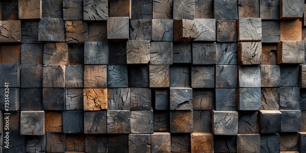 Stacked of wooden or timber blocks background Generative AI Stacked of wooden or timber blocks background Generative AI