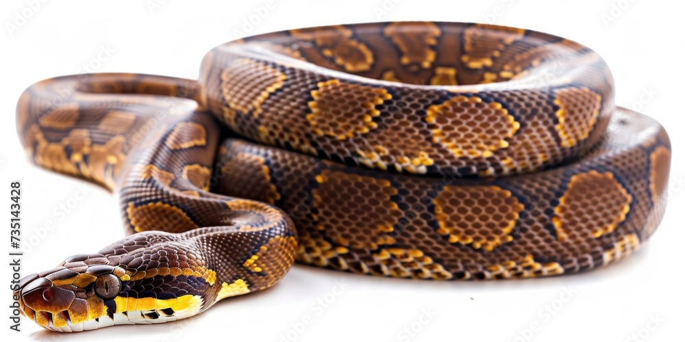 A close-up view of a snake on a white surface. This image can be used for educational purposes or to illustrate articles about reptiles A close-up view of a snake on a white surface. This image can be used for educational purposes or to illustrate articles about reptiles