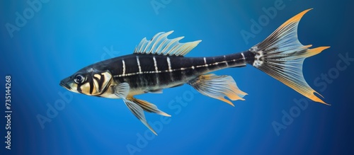 Ribbon sawtail fish Idiacanthus fasciola. Creative Banner. Copyspace image