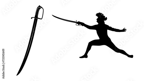 French Grenadier Infantry Sword, black isolated silhouette