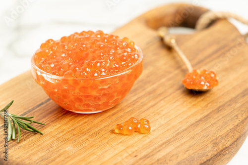 red sockeye salmon caviar on the table