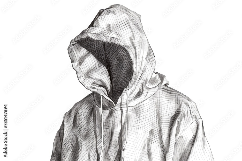 A drawing of a person wearing a hoodie. Can be used for fashion design or graphic illustrations A drawing of a person wearing a hoodie. Can be used for fashion design or graphic illustrations