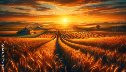 Golden Harvest- Sunset Over the Fields © Анастасия Малькова