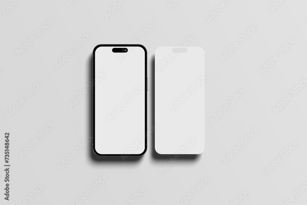Realistic smartphone and screen mockup illustration on white background Realistic smartphone and screen mockup illustration on white background