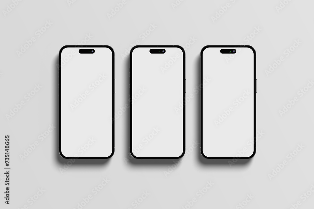 3 modern smartphone illustration white screen and background 3 modern smartphone illustration white screen and background