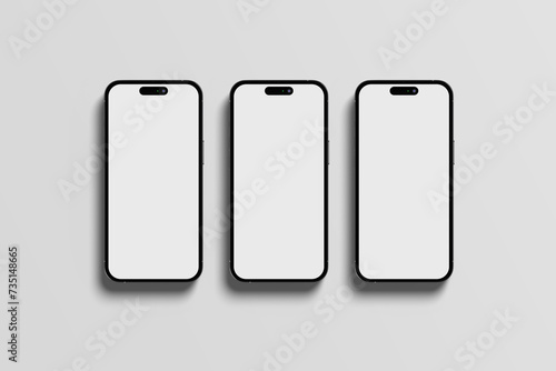 3 modern smartphone illustration white screen and background