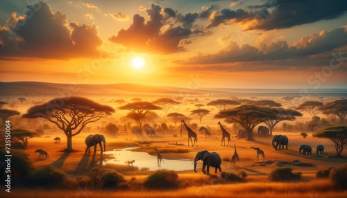 Gentle Giants- African Savannah at Sunset