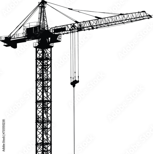 Silhouette Rail Mounted Tower Crane Industrial Heavy Equipment Black Color Only