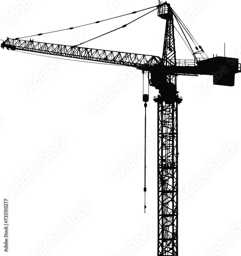 Silhouette Rail Mounted Tower Crane Industrial Heavy Equipment Black Color Only