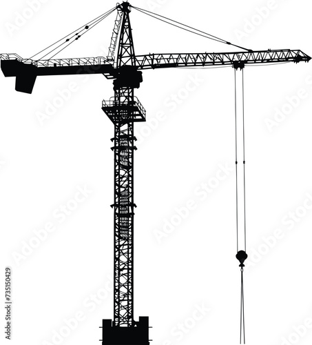 Silhouette Rail Mounted Tower Crane Industrial Heavy Equipment Black Color Only